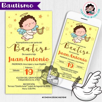 Invitación digital whatsapp bautizo kits imprimibles
