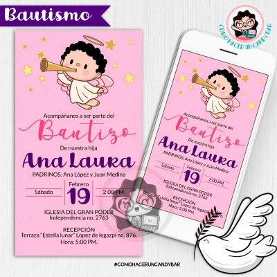 Invitación digital whatsapp bautizo kits imprimibles