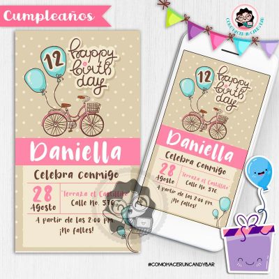 Invitación digital whatsapp cumpleaños vintage kits imprimibles para fiestas