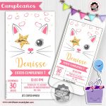 Invitación digital gatito para whatsapp cumpleaños fiesta kits imprimibles para fiestas