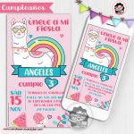 Invitación digital Llama para whatsapp cumpleaños fiesta kits imprimibles para fiestas