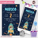 Invitación digital nave espacil para whatsapp cumpleaños fiesta kits imprimibles para fiestas