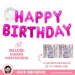 Set Letrero Happy Birthday Magenta