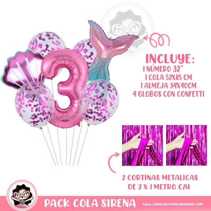 Set Globo Cola de Sirena Morado No.3