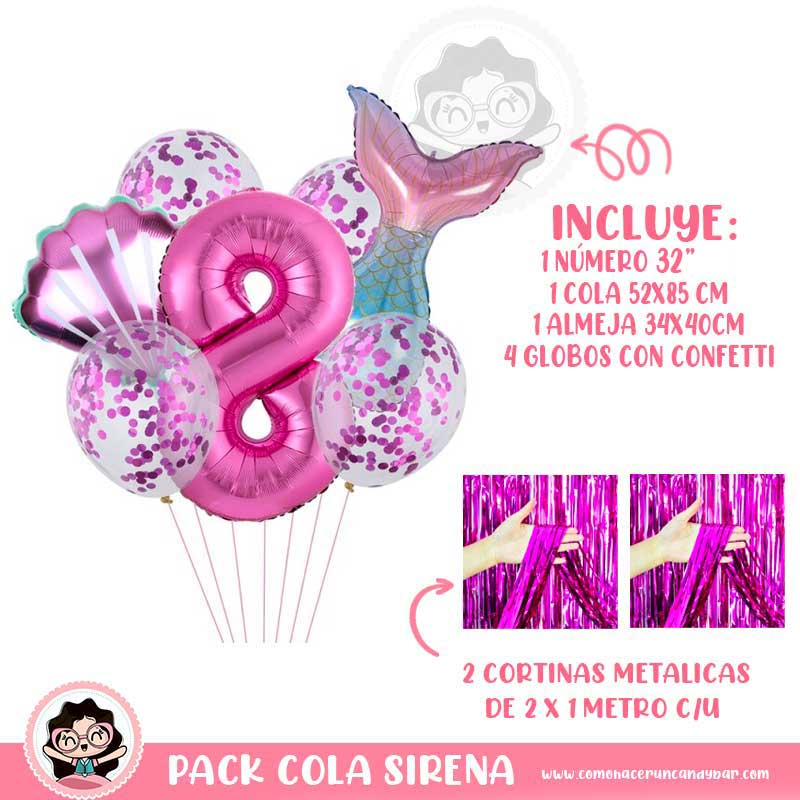 Set Globo Cola de Sirena Morado No.8