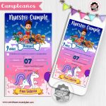 Invitación Digital: Paw Patrol vs Unicornio